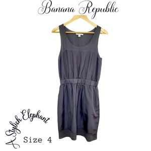 Banana Republic Gray 100% Silk Dress Size 4 Fit And Flare Style